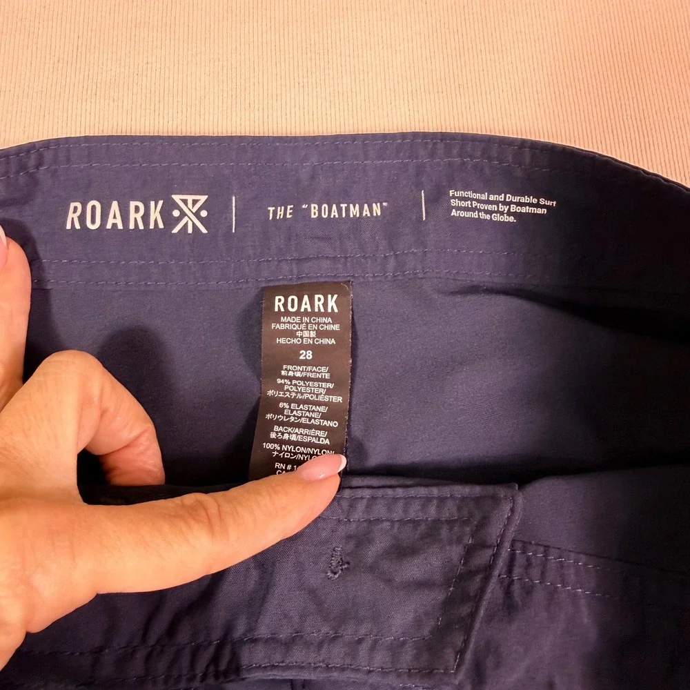 Roark The Boatman Board Shorts 28 Navy Blue 4-Way Stretch Surf Trunks